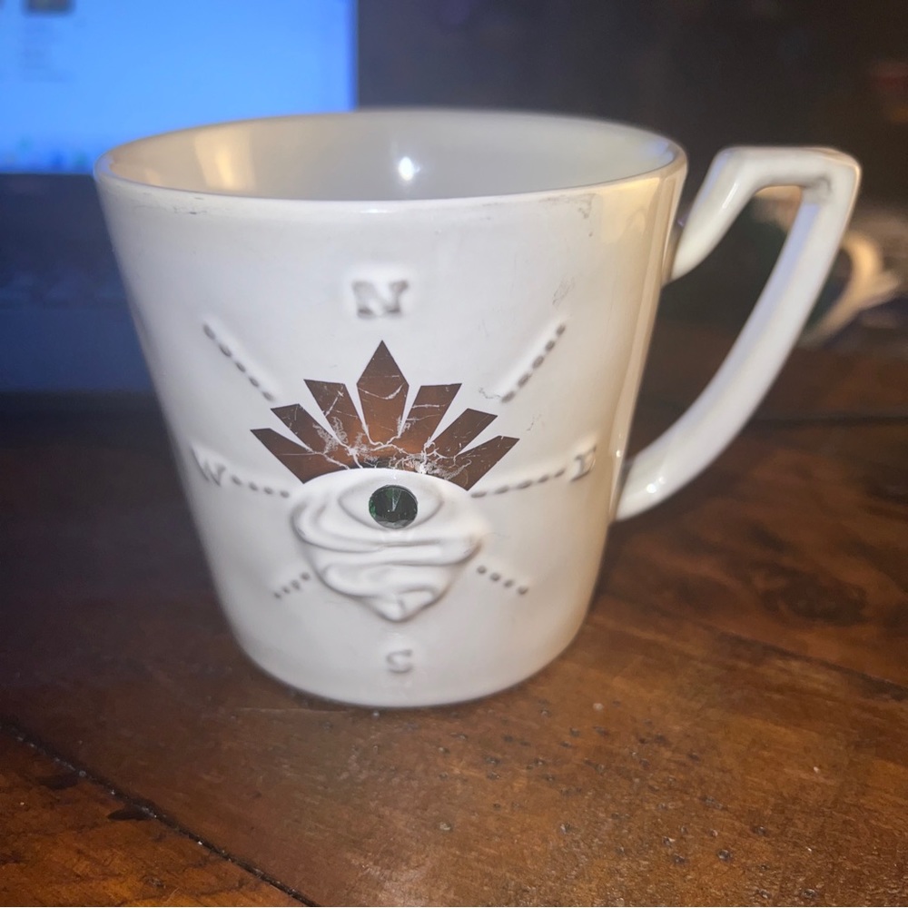 2014 Starbucks Siren's Eye Compass & Green Swarovski Crystal Anniversary Mug